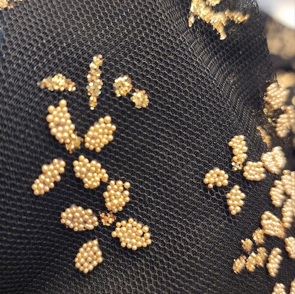 Alyssa Metallic Gold Black Mesh Shrug Jacket Open Front Crop Long Sleeve XXL - Picture 15 of 15